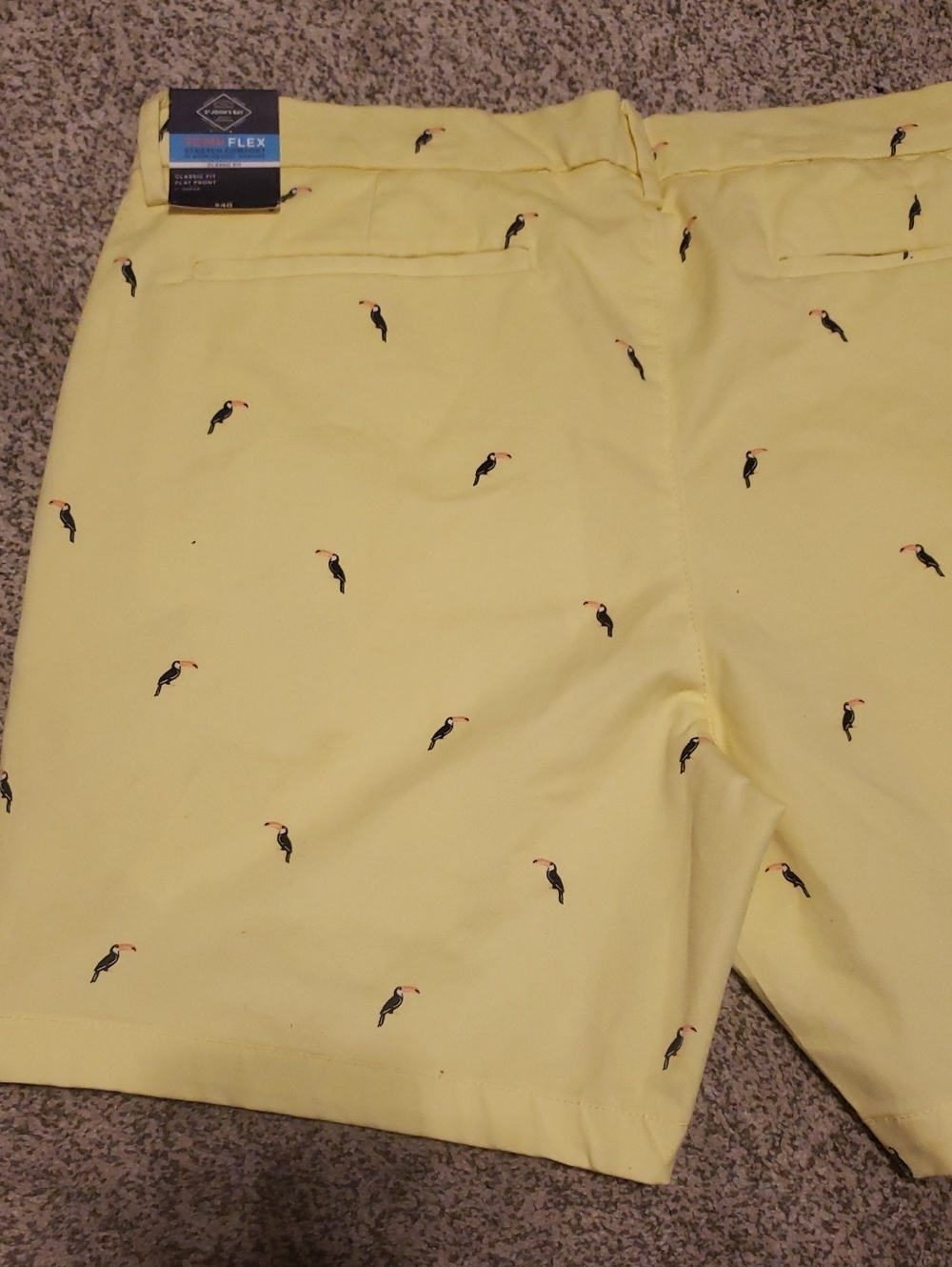 St. John's Bay Yellow Toucan Embroidered Men’s Shorts